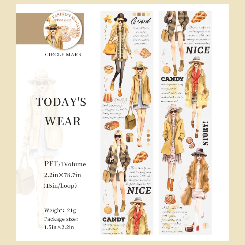 Fashion Magazine Characters PET Tape-TAHARA - Image 13