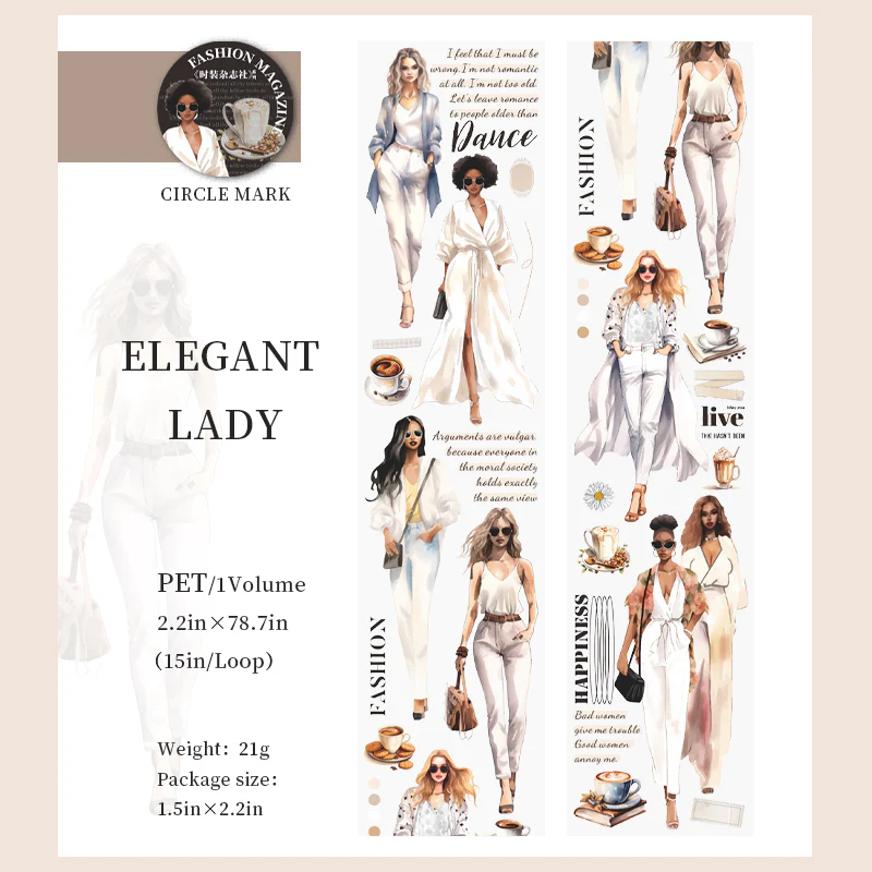 Fashion Magazine Characters PET Tape-TAHARA - Image 8