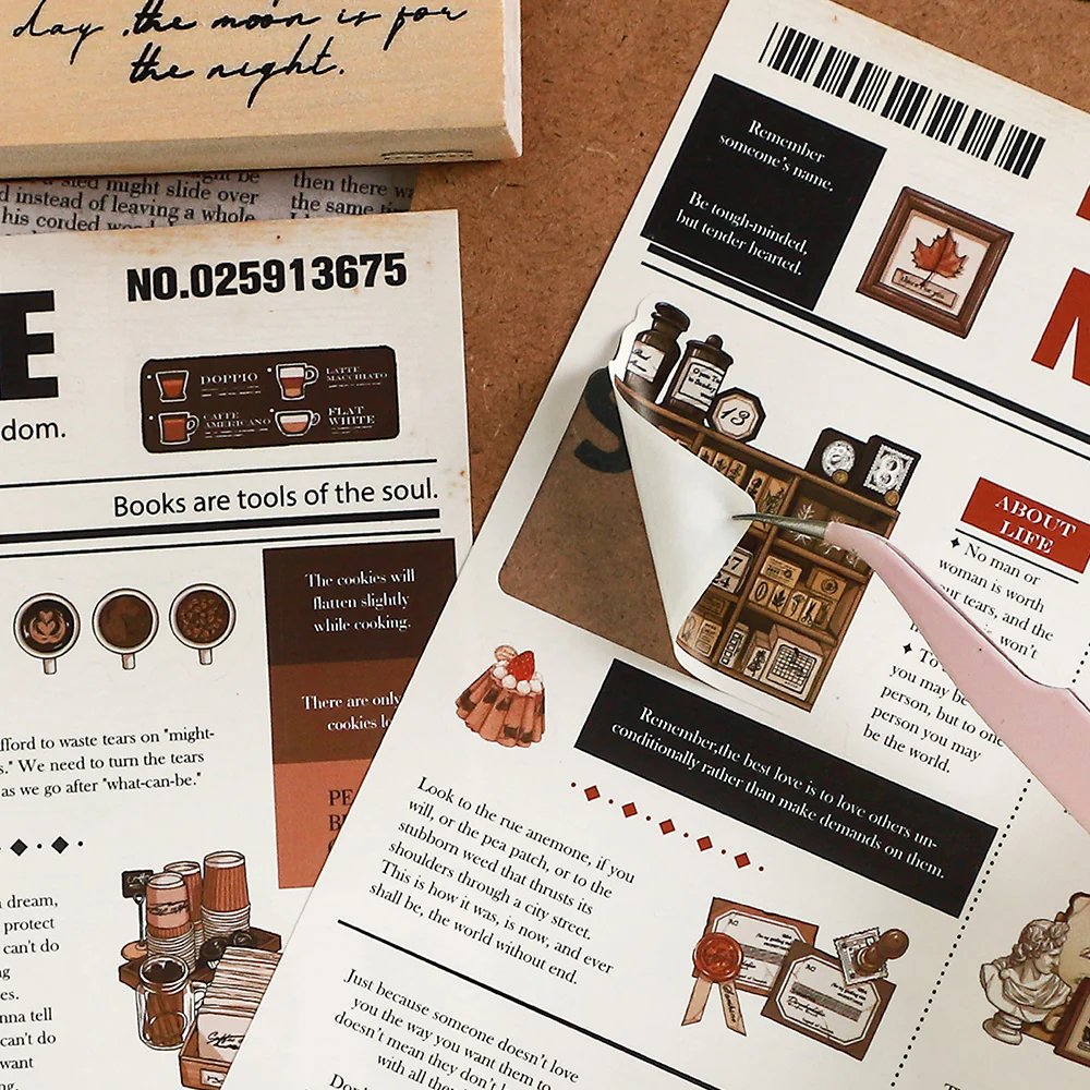 Life Newspaper Clipping Series Vintage Cut Film Hand Account Sticker-TAHARA - Image 3