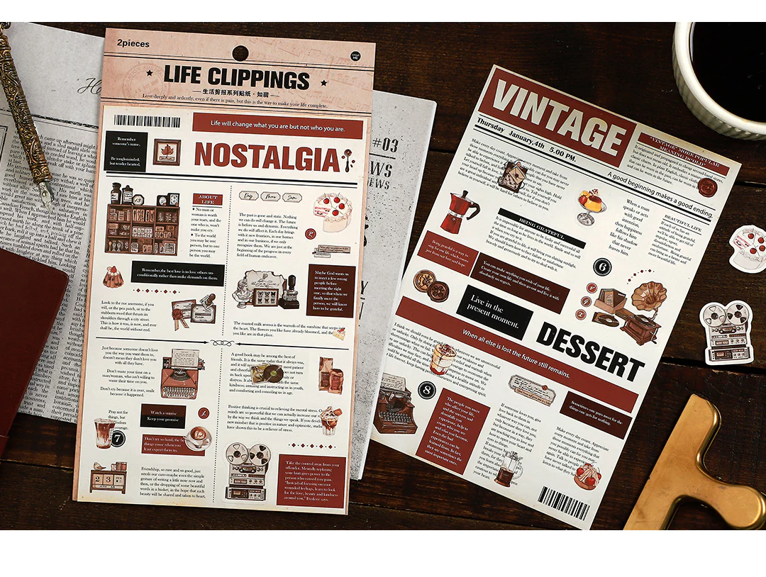 Life Newspaper Clipping Series Vintage Cut Film Hand Account Sticker-TAHARA - Image 6