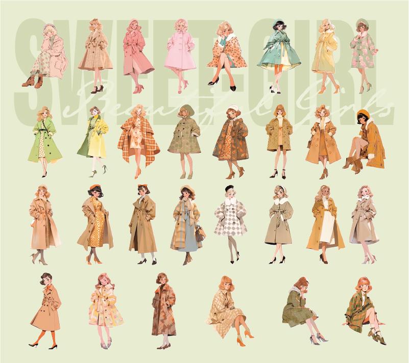 Vintage Art Hand Painted Girl Hand Account PET Tape-TAHARA - Image 10