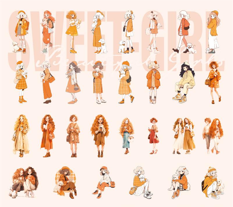 Vintage Art Hand Painted Girl Hand Account PET Tape-TAHARA - Image 7