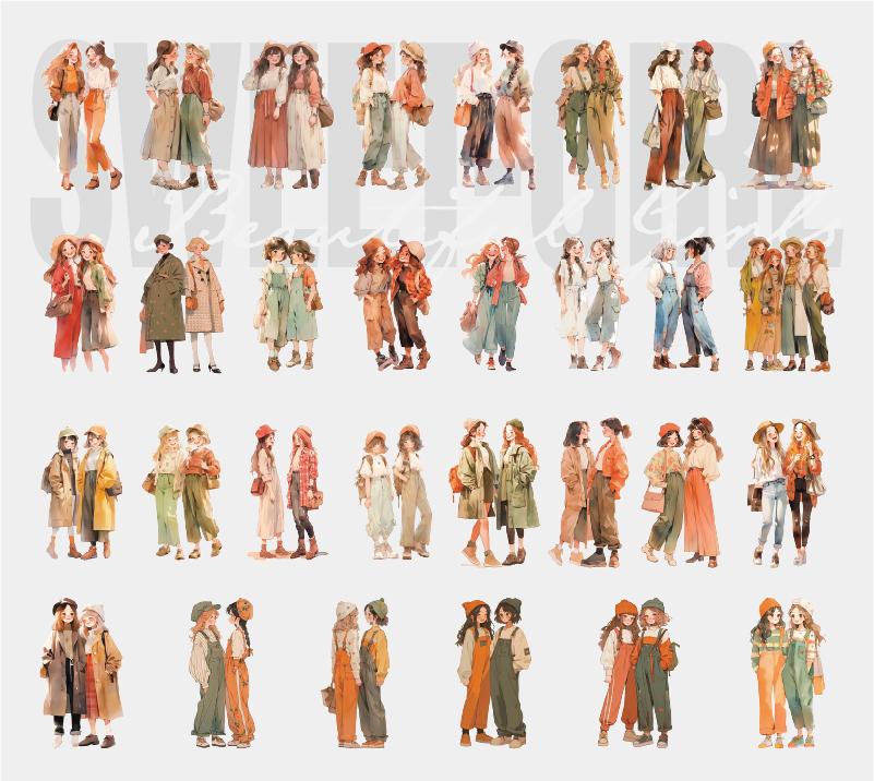 Vintage Art Hand Painted Girl Hand Account PET Tape-TAHARA - Image 8