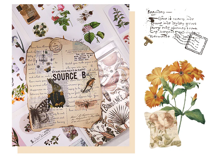 Vintage Butterfly Flower Hand Account Sticker Book-TAHARA - Image 3